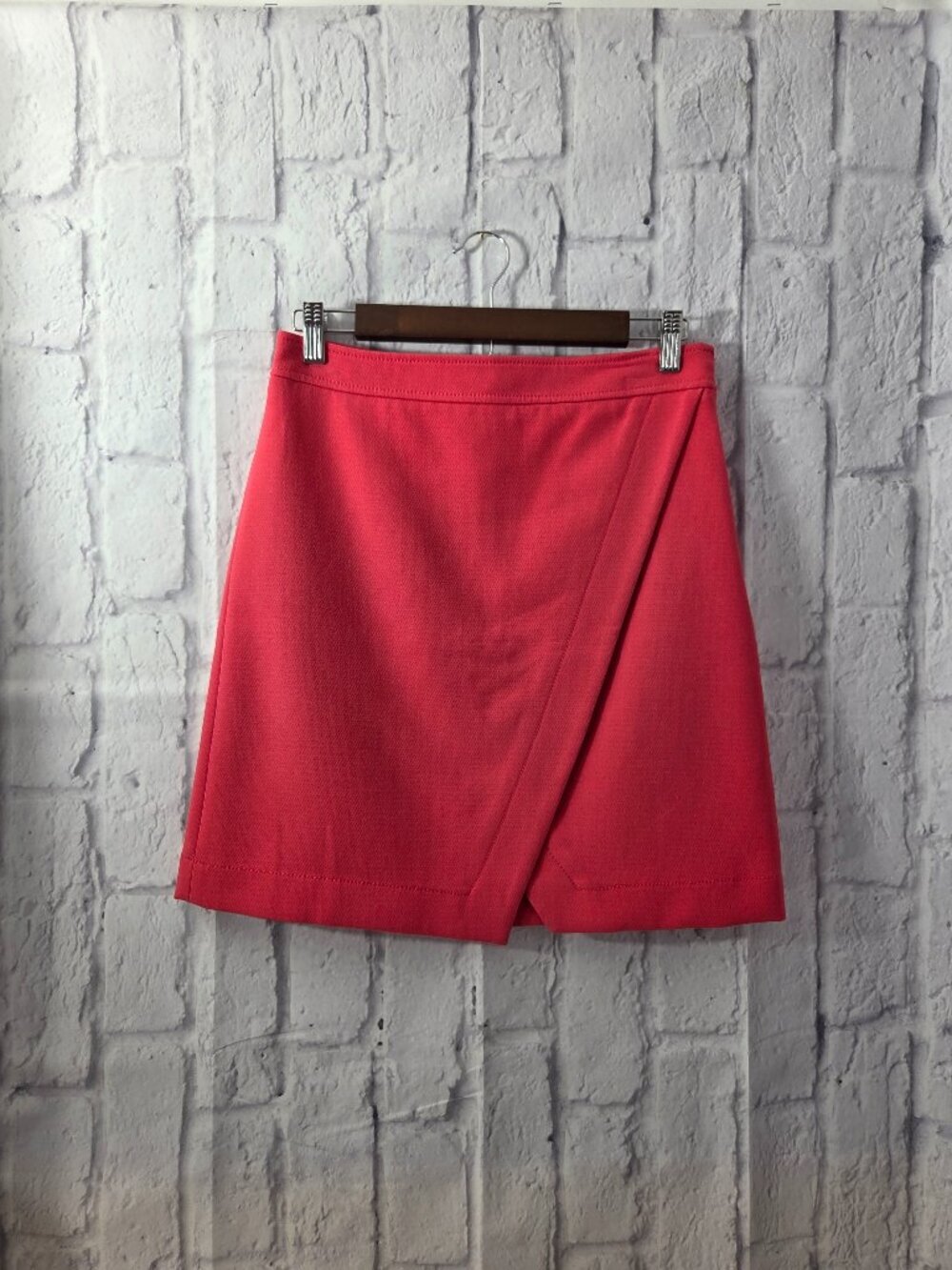 Loft Size 2 Coral Pink A-Line Mid Rise Knee Length Faux Wrap Skirt